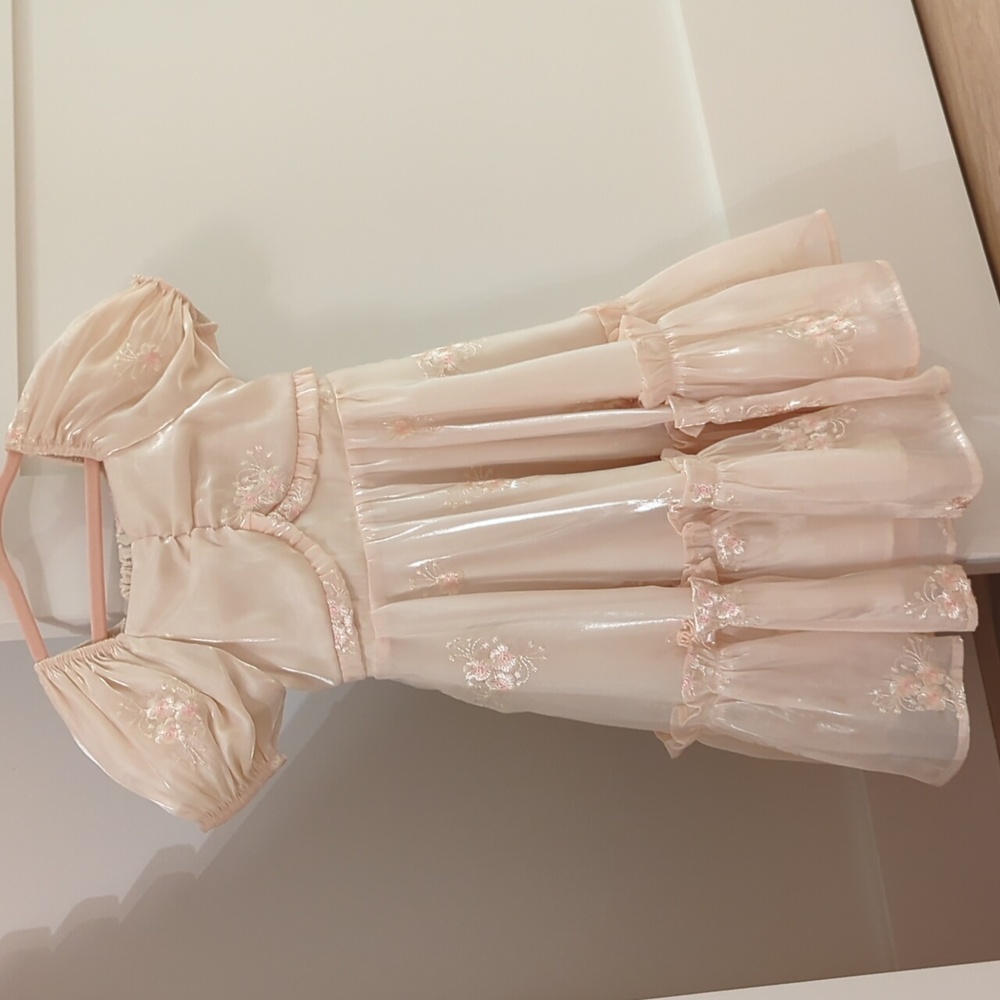 Ivy City Co Cream Floral Embroidered Dress 3T